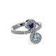 3 - Raene Blue Sapphire and Aquamarine with Side Diamonds Bypass Ring 