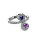 3 - Raene Blue Sapphire and Amethyst with Side Diamonds Bypass Ring 