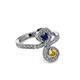 3 - Raene Blue and Yellow Sapphire with Side Diamonds Bypass Ring 