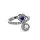 3 - Raene Blue and White Sapphire with Side Diamonds Bypass Ring 