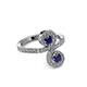 3 - Raene Blue Sapphire with Side Diamonds Bypass Ring 