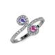 4 - Raene Tanzanite and Pink Sapphire with Side Diamonds Bypass Ring 