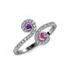 4 - Raene Amethyst and Pink Sapphire with Side Diamonds Bypass Ring 