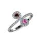 4 - Raene Red Garnet and Pink Sapphire with Side Diamonds Bypass Ring 