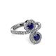3 - Kevia Blue Sapphire with Side Diamonds Bypass Ring 