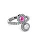 3 - Kevia White and Pink Sapphire with Side Diamonds Bypass Ring 