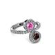 3 - Kevia Red Garnet and Pink Sapphire with Side Diamonds Bypass Ring 