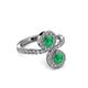 3 - Kevia Emerald with Side Diamonds Bypass Ring 