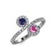 4 - Kevia Blue and Pink Sapphire with Side Diamonds Bypass Ring 