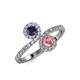 4 - Kevia Blue Sapphire and Pink Tourmaline with Side Diamonds Bypass Ring 