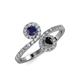 4 - Kevia Blue Sapphire and Black Diamond with Side Diamonds Bypass Ring 