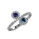 4 - Kevia Blue Sapphire and Blue Diamond with Side Diamonds Bypass Ring 