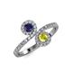 4 - Kevia Blue Sapphire and Yellow Diamond with Side Diamonds Bypass Ring 