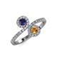 4 - Kevia Blue Sapphire and Citrine with Side Diamonds Bypass Ring 