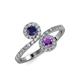 4 - Kevia Blue Sapphire and Amethyst with Side Diamonds Bypass Ring 