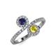 4 - Kevia Blue and Yellow Sapphire with Side Diamonds Bypass Ring 