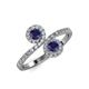 4 - Kevia Blue Sapphire with Side Diamonds Bypass Ring 