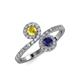 4 - Kevia Yellow and Blue Sapphire with Side Diamonds Bypass Ring 