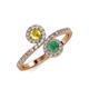 4 - Kevia Yellow Sapphire and Emerald with Side Diamonds Bypass Ring 