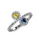 4 - Kevia Yellow Sapphire and Blue Diamond with Side Diamonds Bypass Ring 
