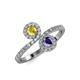 4 - Kevia Yellow Sapphire and Iolite with Side Diamonds Bypass Ring 