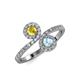 4 - Kevia Yellow Sapphire and Aquamarine with Side Diamonds Bypass Ring 