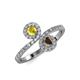 4 - Kevia Yellow Sapphire and Smoky Quartz with Side Diamonds Bypass Ring 