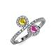 4 - Kevia Yellow and Pink Sapphire with Side Diamonds Bypass Ring 