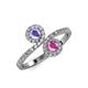 4 - Kevia Tanzanite and Pink Sapphire with Side Diamonds Bypass Ring 