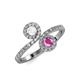 4 - Kevia White and Pink Sapphire with Side Diamonds Bypass Ring 