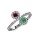 4 - Kevia Ruby and Emerald with Side Diamonds Bypass Ring 