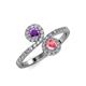 4 - Kevia Amethyst and Pink Tourmaline with Side Diamonds Bypass Ring 