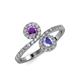 4 - Kevia Amethyst and Tanzanite with Side Diamonds Bypass Ring 