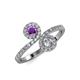 4 - Kevia Amethyst and Diamond with Side Diamonds Bypass Ring 