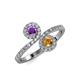 4 - Kevia Amethyst and Citrine with Side Diamonds Bypass Ring 