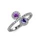4 - Kevia Amethyst and Iolite with Side Diamonds Bypass Ring 