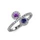4 - Kevia Amethyst and Blue Sapphire with Side Diamonds Bypass Ring 