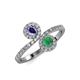 4 - Kevia Iolite and Emerald with Side Diamonds Bypass Ring 