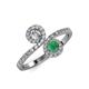 4 - Kevia Diamond and Emerald with Side Diamonds Bypass Ring 