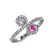 4 - Kevia Diamond and Pink Sapphire with Side Diamonds Bypass Ring 
