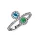 4 - Kevia London Blue Topaz and Emerald with Side Diamonds Bypass Ring 