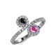 4 - Kevia Black Diamond and Pink Sapphire with Side Diamonds Bypass Ring 