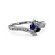 3 - Eleni Blue Sapphire and Black Diamond with Side Diamonds Bypass Ring 