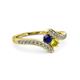 3 - Eleni Blue Sapphire and Yellow Diamond with Side Diamonds Bypass Ring 