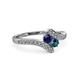 3 - Eleni Blue Sapphire and Blue Diamond with Side Diamonds Bypass Ring 