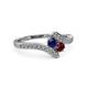 3 - Eleni Blue Sapphire and Ruby with Side Diamonds Bypass Ring 
