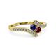 3 - Eleni Blue Sapphire and Ruby with Side Diamonds Bypass Ring 