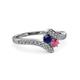3 - Eleni Blue Sapphire and Rhodolite Garnet with Side Diamonds Bypass Ring 