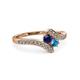 3 - Eleni Blue Sapphire and London Blue Topaz with Side Diamonds Bypass Ring 