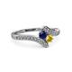 3 - Eleni Blue and Yellow Sapphire with Side Diamonds Bypass Ring 